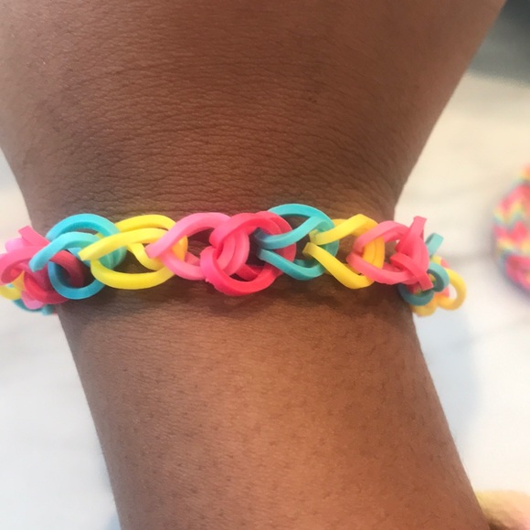 Handmade Pink, Red, Yellow, and Blue bracelets set - Picture 7 of 8